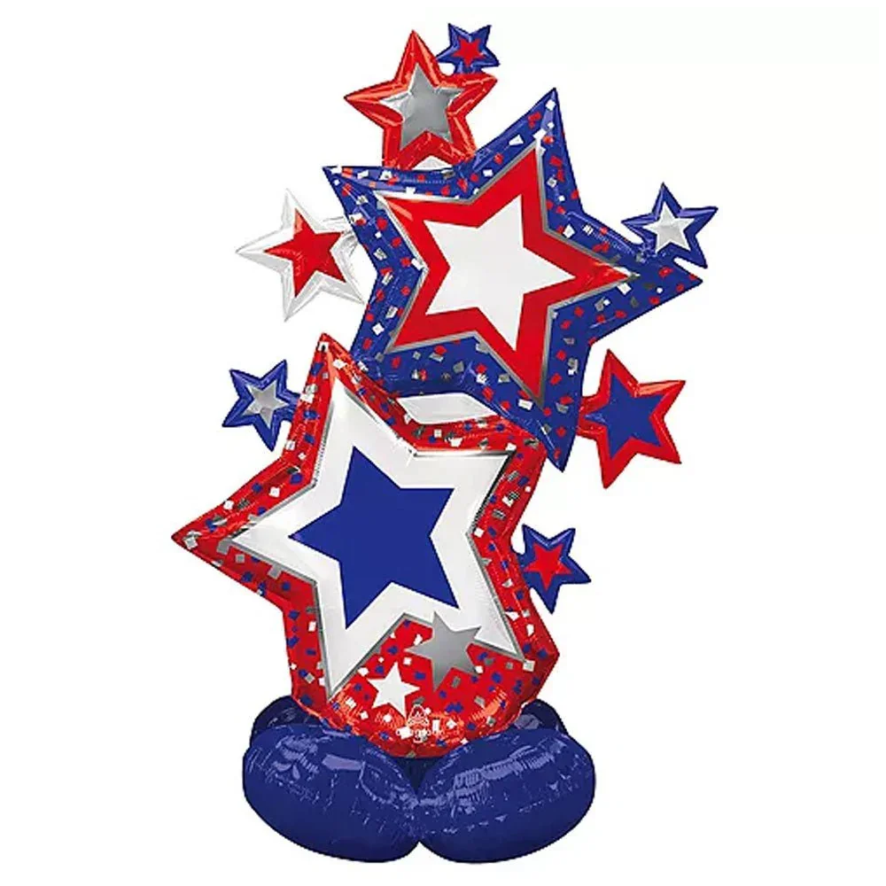 Patriotic Star Cluster Airloonz Foil Balloon Uninflated, 59" | 1 ct