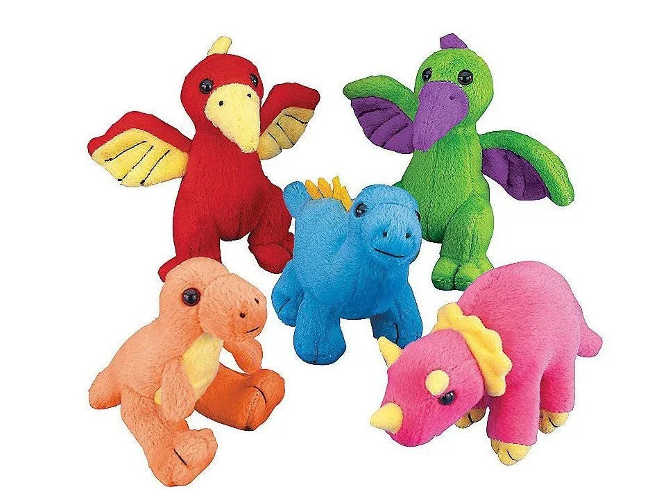 Plush Neon Stuffed Dinosaurs | 12ct