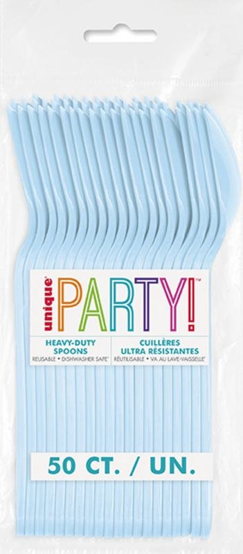 Powder Blue Heavy-Duty Plastic Spoons | 50ct