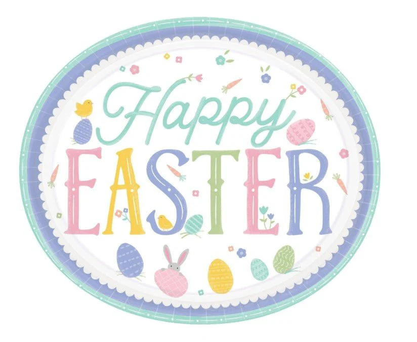 Pretty Pastel Easter Oval Plates | 8ct