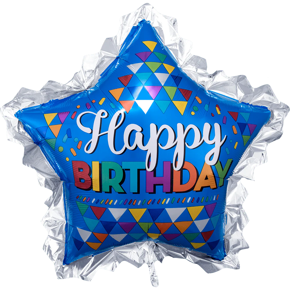 Happy Birthday Blue Star Supershape Mylar Balloon, 32'' | 1 ct