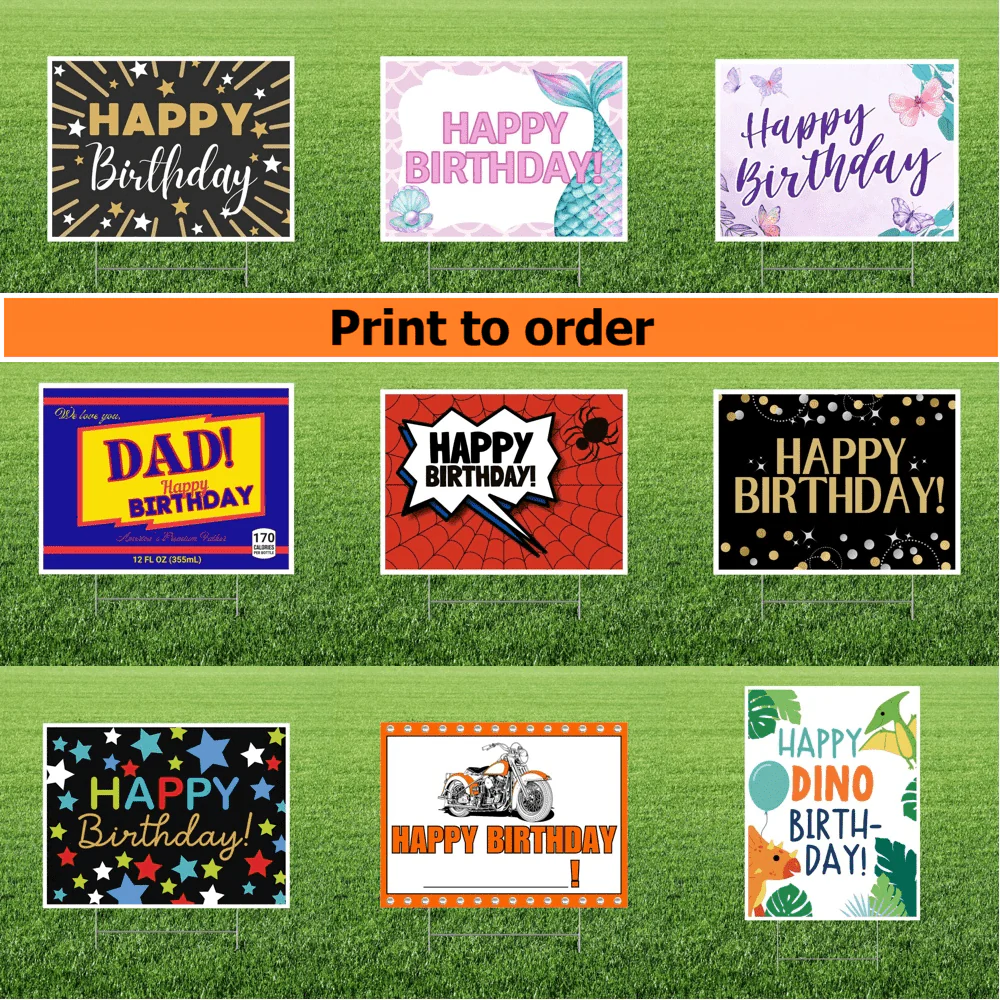 Print to order birthday yard signs 24"x18" | 1ct