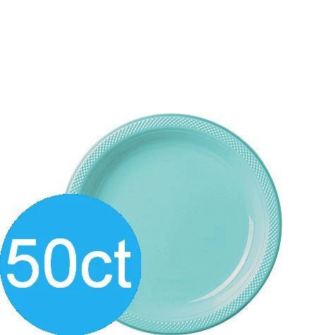 Robin's Egg Blue 7'' Plastic Plates | 50ct