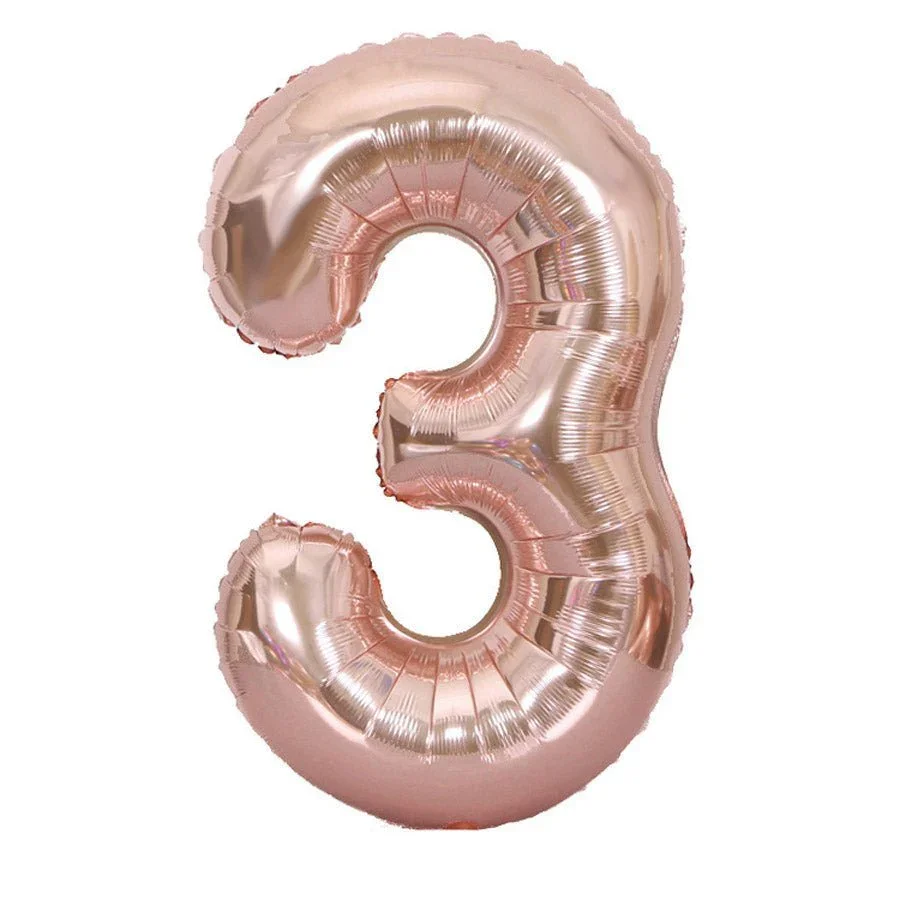 Rose Gold Jumbo Number Balloons 34" - Image 4