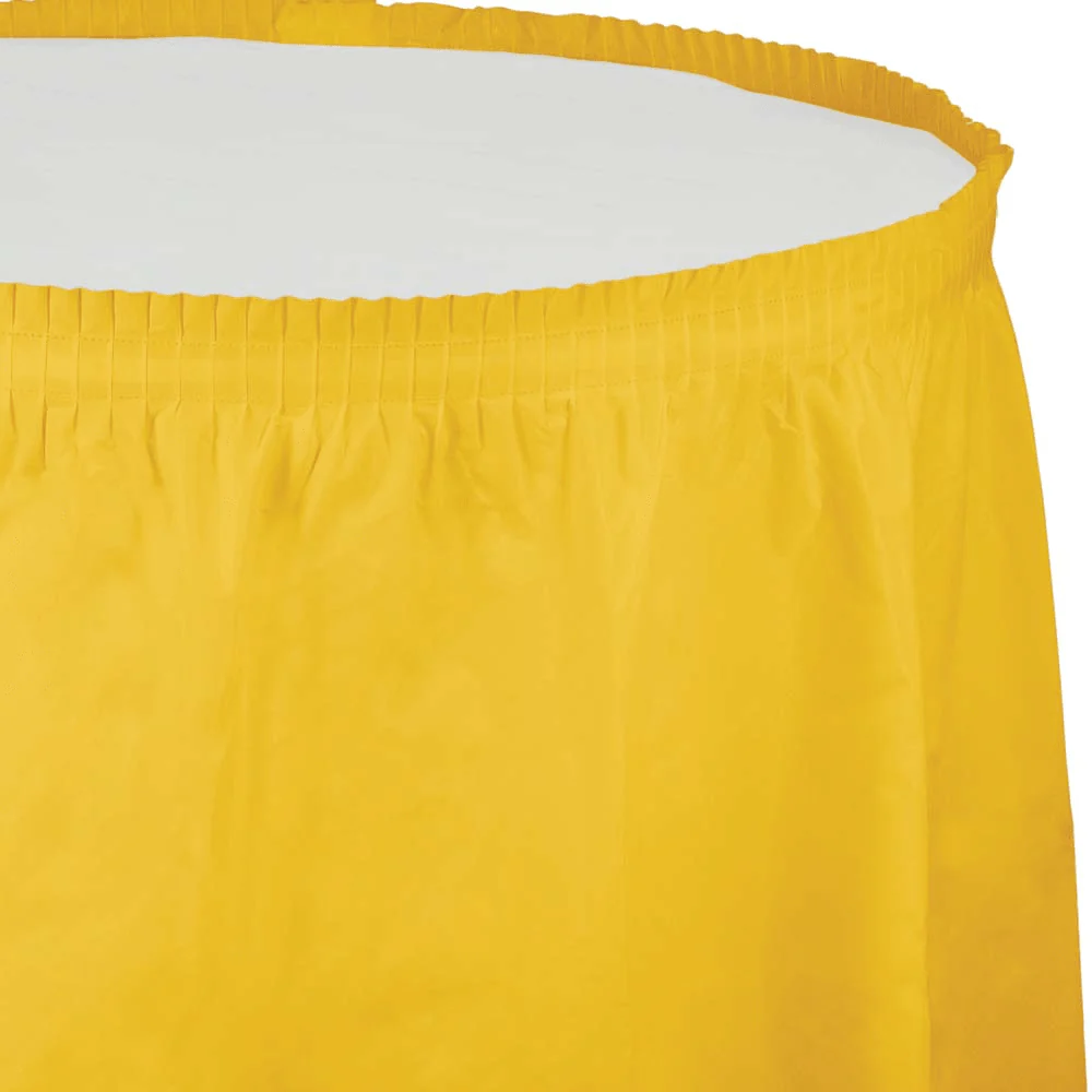 School Bus Yellow Plastic Tableskirt | 1ct
