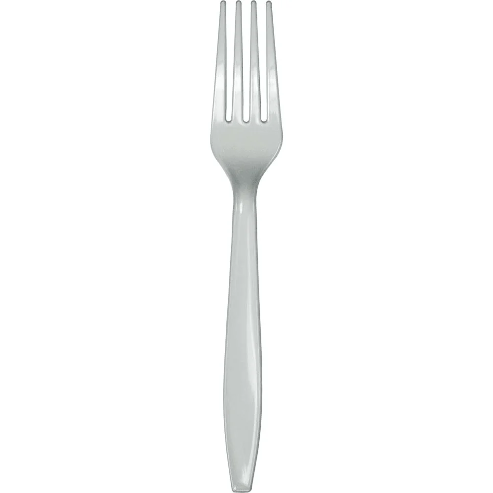 Shimmering Silver Premium Plastic Forks | 1ct