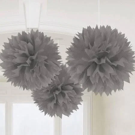 Silver Fluffy Decorations, 16'' | 3 ct