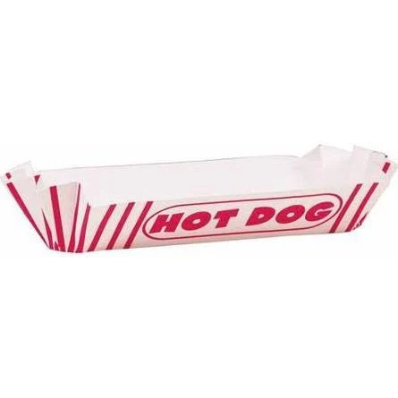 Striped Paper Hot Dog Trays 8''x4'' | 8 ct
