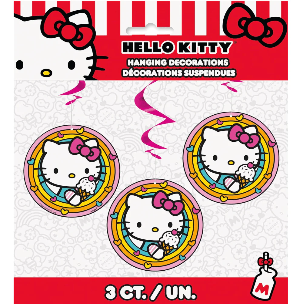 Hello Kitty Swirl Decorations | 3ct
