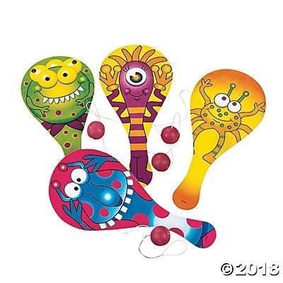 Wooden Monster Paddleball | 12ct